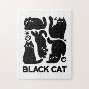 Black Cat Silhouetten - Niedliches Feline Design Puzzle