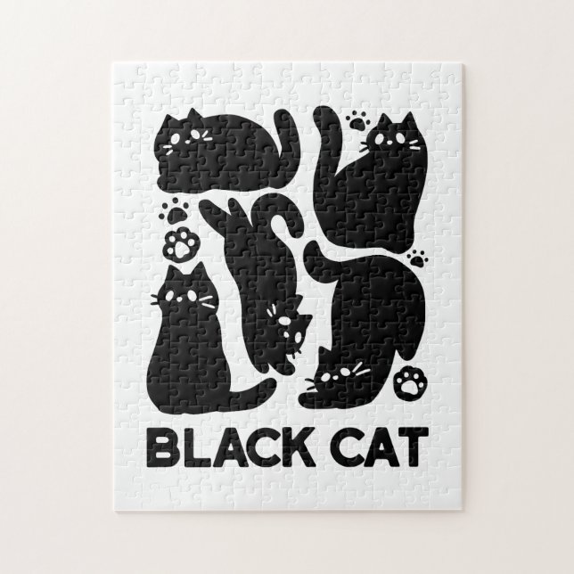 Black Cat Silhouetten - Niedliches Feline Design Puzzle (Vertikal)
