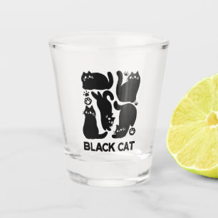Black Cat Silhouetten - Niedliches Feline Design Schnapsglas