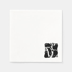 Black Cat Silhouetten - Niedliches Feline Design Serviette