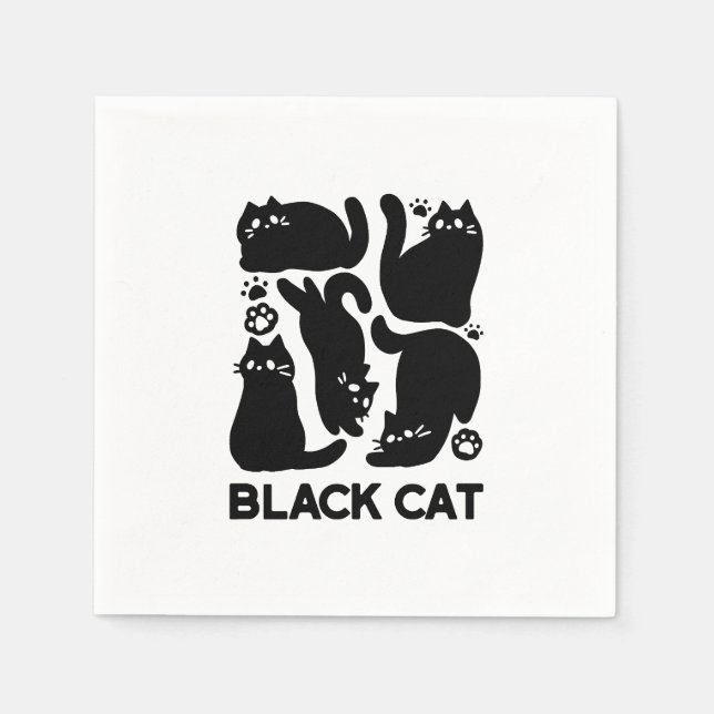 Black Cat Silhouetten - Niedliches Feline Design Serviette (Vorderseite)