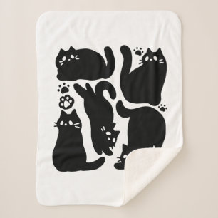 Black Cat Silhouetten - Niedliches Feline Design Sherpadecke