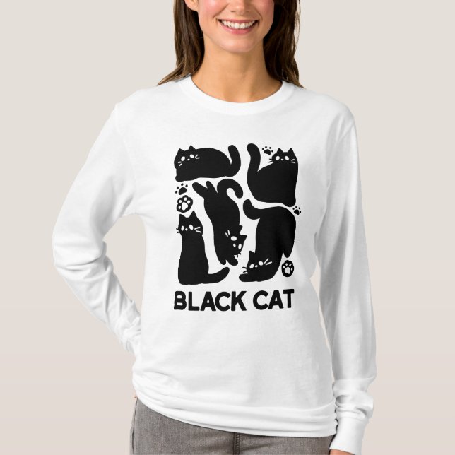 Black Cat Silhouetten - Niedliches Feline Design T-Shirt (Vorderseite)