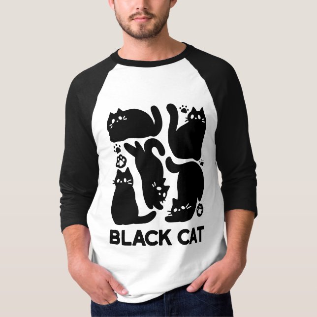 Black Cat Silhouetten - Niedliches Feline Design T-Shirt (Vorderseite)