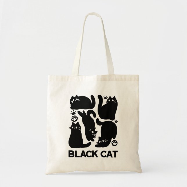 Black Cat Silhouetten - Niedliches Feline Design Tragetasche (Vorne)