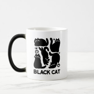 Black Cat Silhouetten - Niedliches Feline Design Verwandlungstasse