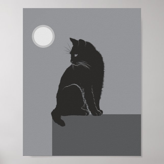 black cat sit on table poster (Vorne)