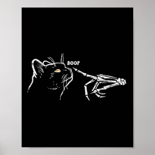 Black Cat Skeleton Hand Boop Halloween Pet Women G Poster