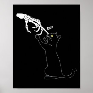 Black Cat Skeleton Hand Boop Katze Nase Funny Hall Poster