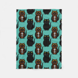 Black Cat Skull Fleecedecke