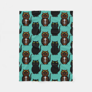 Black Cat Skull Fleecedecke