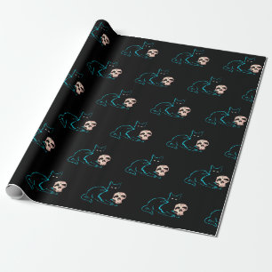 Black Cat & Skull Halloween Geschenkpapier