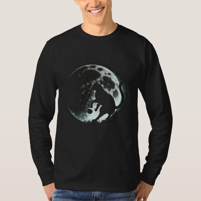 Black Cat Soccer Moon Graphic Tees Men Women Boys  (Vorderseite)