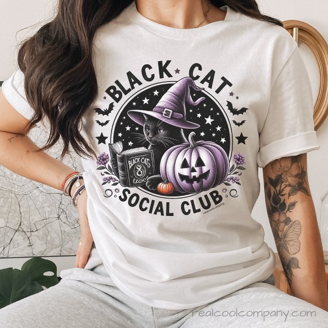 Black Cat Social Club Halloween T Shirt (Von Creator hochgeladen)
