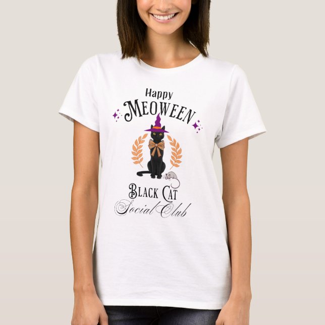 Black Cat Social Club Halloween T - Shirt (Vorderseite)