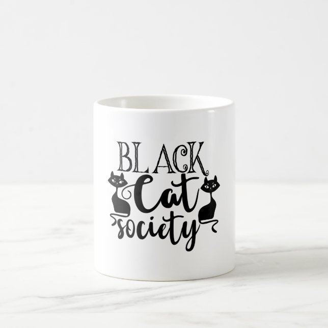 Black Cat Society Funny Halloween Niedlich Kaffeetasse (Mittel)