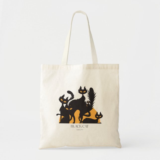 Black Cat Society Halloween Tote Bag Tragetasche (Vorne)