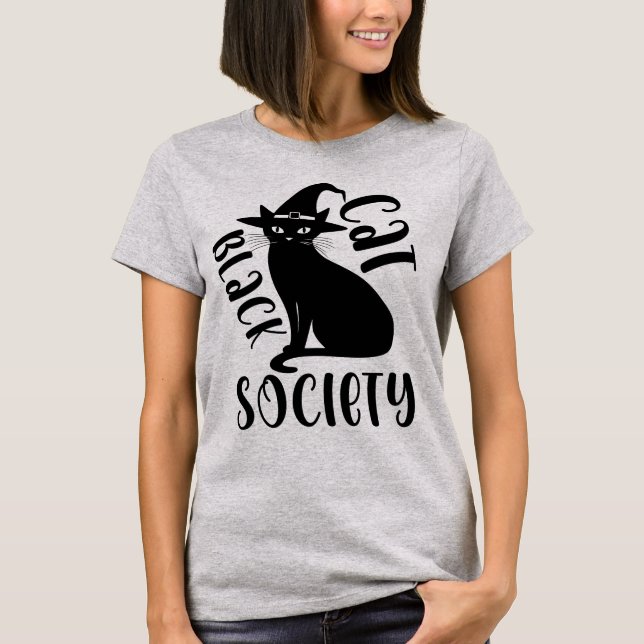 Black Cat Society, Halloween Womens T-Shirt (Vorderseite)