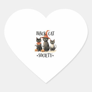 Black Cat Society Niedlich Halloween Black Cat Hex Herz-Aufkleber