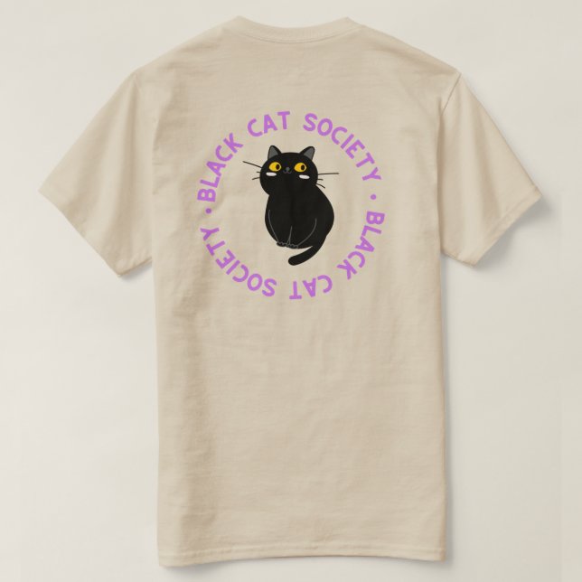 Black Cat Society T - Shirt Lila (Design Rückseite)