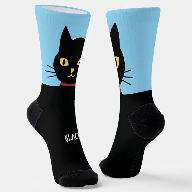 Black Cat Socks Gift for Cat Lovers Socken (Gewinkelt)