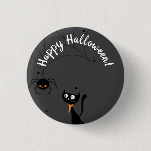 Black Cat & Spider Halloween Button
