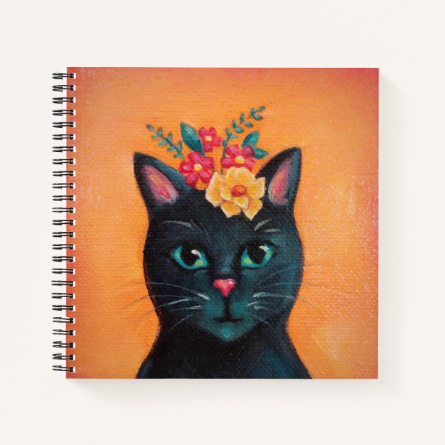 Black Cat Spiral Notebook Notizbuch (Vorderseite)