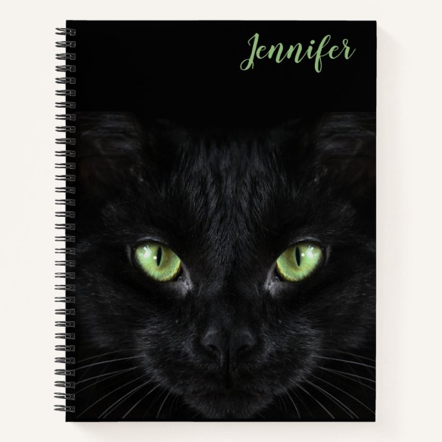 Black Cat Spiral Notebook Personalisiert Notizbuch (Vorderseite)