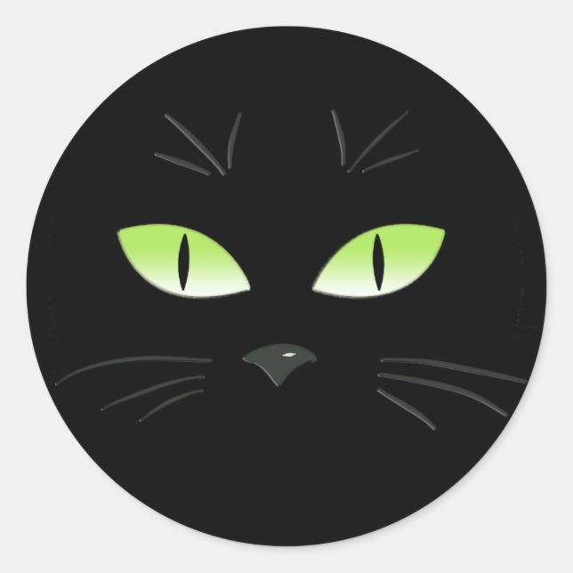 Black Cat Spooky Face Halloween Runder Aufkleber (Vorderseite)