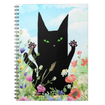 Black Cat Spring Fever: Kitty and Flowers
