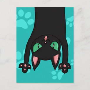 Black Cat Springen Postkarte