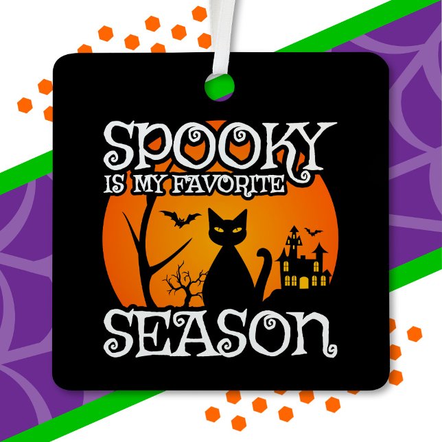 Black Cat Spuk Spooky Season Happy Halloween Ornament Aus Metall (Von Creator hochgeladen)