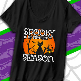 Black Cat Spuk Spooky Season Happy Halloween T-Shirt