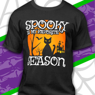 Black Cat Spuk Spooky Season Happy Halloween T-Shirt