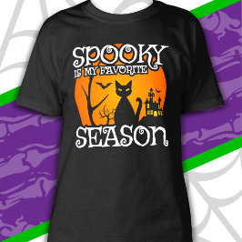 Black Cat Spuk Spooky Season Happy Halloween T-Shirt