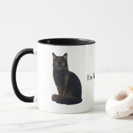 Black Cat Staring Eyes | Ich schaue dir Weiß zu Tasse