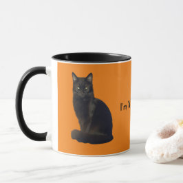 Black Cat Staring | Orange | Ich beobachte dich Tasse