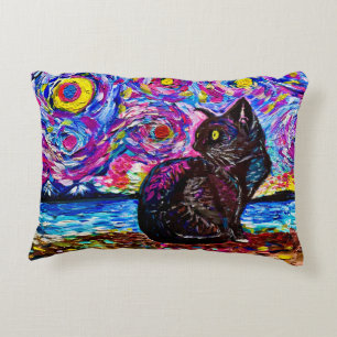 Black Cat Starry Night Dekokissen