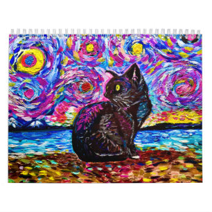 Black Cat Starry Night Kalender