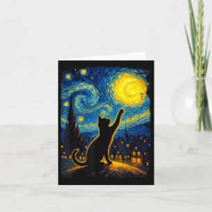 Black Cat Starry Night Van Gogh Cat, Cat Mama, Cat Karte