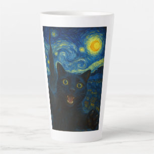 Black Cat Starry Night Van Gogh Cat Selfie Milchtasse