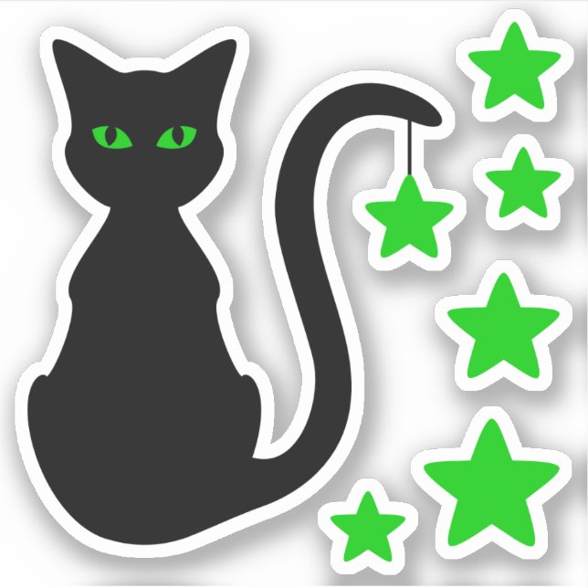 Black Cat Stars Vinyl Stickers Aufkleber (Vorderseite)