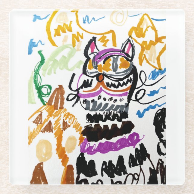 Black Cat Stil Herbst  Glasuntersetzer (Vorderseite)
