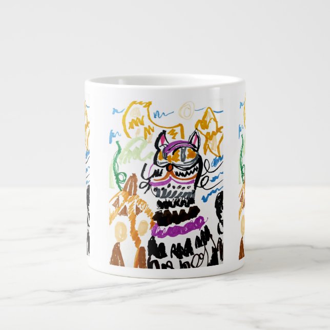 Black Cat Stil Herbst  Jumbo-Tasse (Vorderseite)