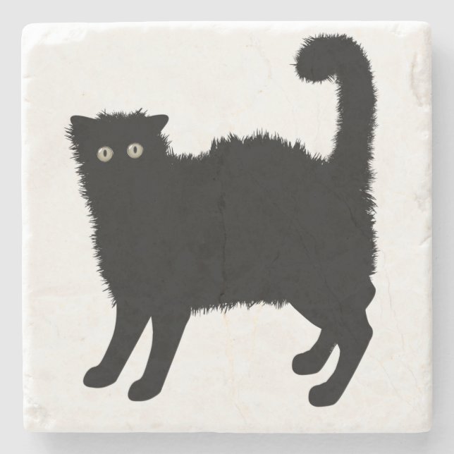 Black Cat Stone Untersetzer (Vorderseite)
