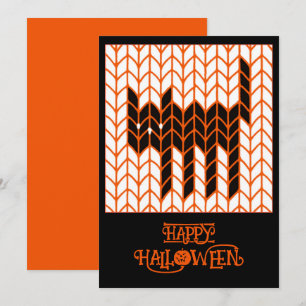 BLACK CAT STRICK 12x18 Flat Halloween Card III Feiertagskarte