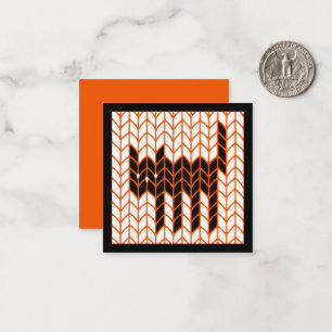 BLACK CAT STRICK 2,5" Square Flat Halloween Card I Mitteilungskarte