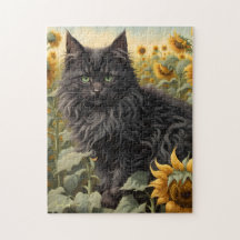 Black Cat Sunflower Puzzle