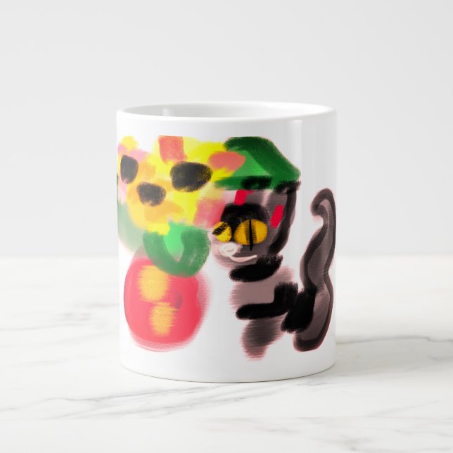 Black cat sunflowers  Jumbo-Tasse (Vorderseite)