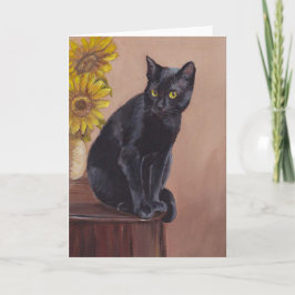 Black Cat & Sunflowers Karte
